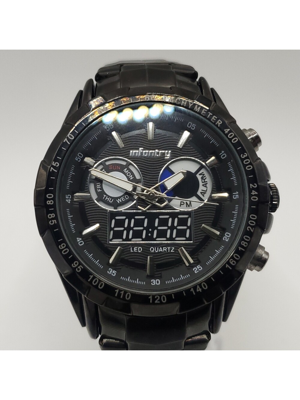 Infantry Dual Time Zone 45mm Mens Digital Analog Watch New Batteries
